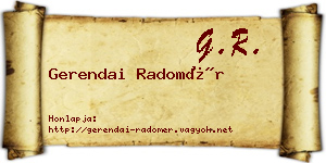 Gerendai Radomér névjegykártya